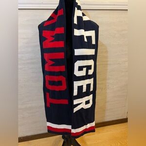 Tommy Hilfiger Bold Navy and Red Logo Scarf
